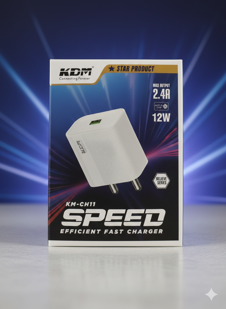 KDM Speed & Efficient Fast Mobile Charger V-8 with cable(KM-CH11)