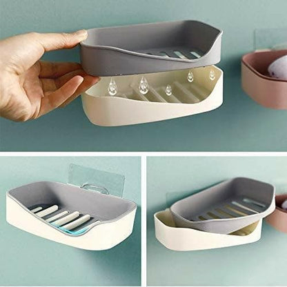 Wall Mounted Self-Adhesive Plastic Soap Dish Holder - HalfPe