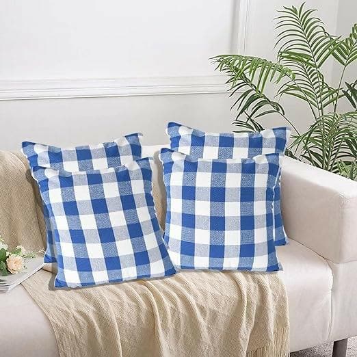 Lushomes Square Cushion Cover, Cotton Sofa Pillow Cover Set of 4, 18x18 Inch, Pillow Cushions Covers (Pack of 4, 45x45cm, Multi-color) - HalfPe