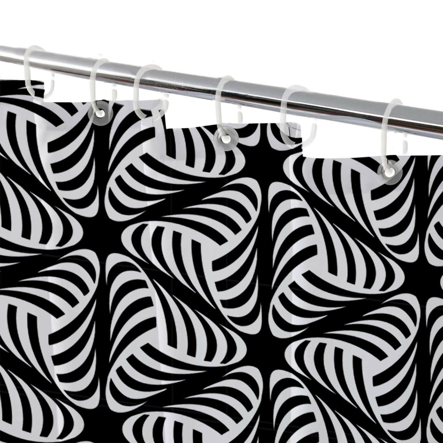 Lushomes Bathroom Shower Curtain with 12 Hooks and 12 Eyelets, Bathtub CurtainBlack/White, 6 Ft H x 6.5 FT W (72 Inch x 80 Inch, Single Pc) - HalfPe