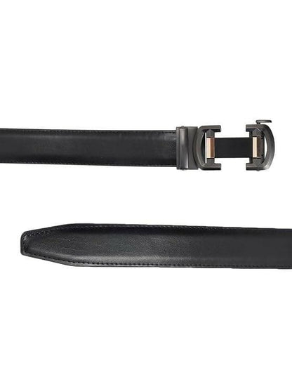 ZEVORA Men Casual, Formal, Party Black Genuine Leather Belt (Black) - HalfPe