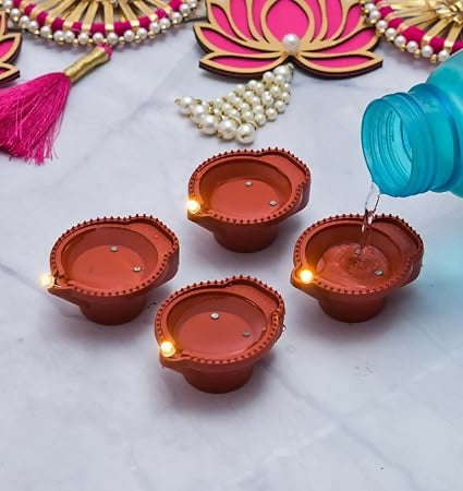 Multispace Flameless LED Diya with Water Sensor (Pack of 4)