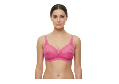 Premium Women's Lace Net Bra with Elegant Non-Padded Full Coverage Lingerie with Scalloped Trim - Pack of 2 (Multicolor)