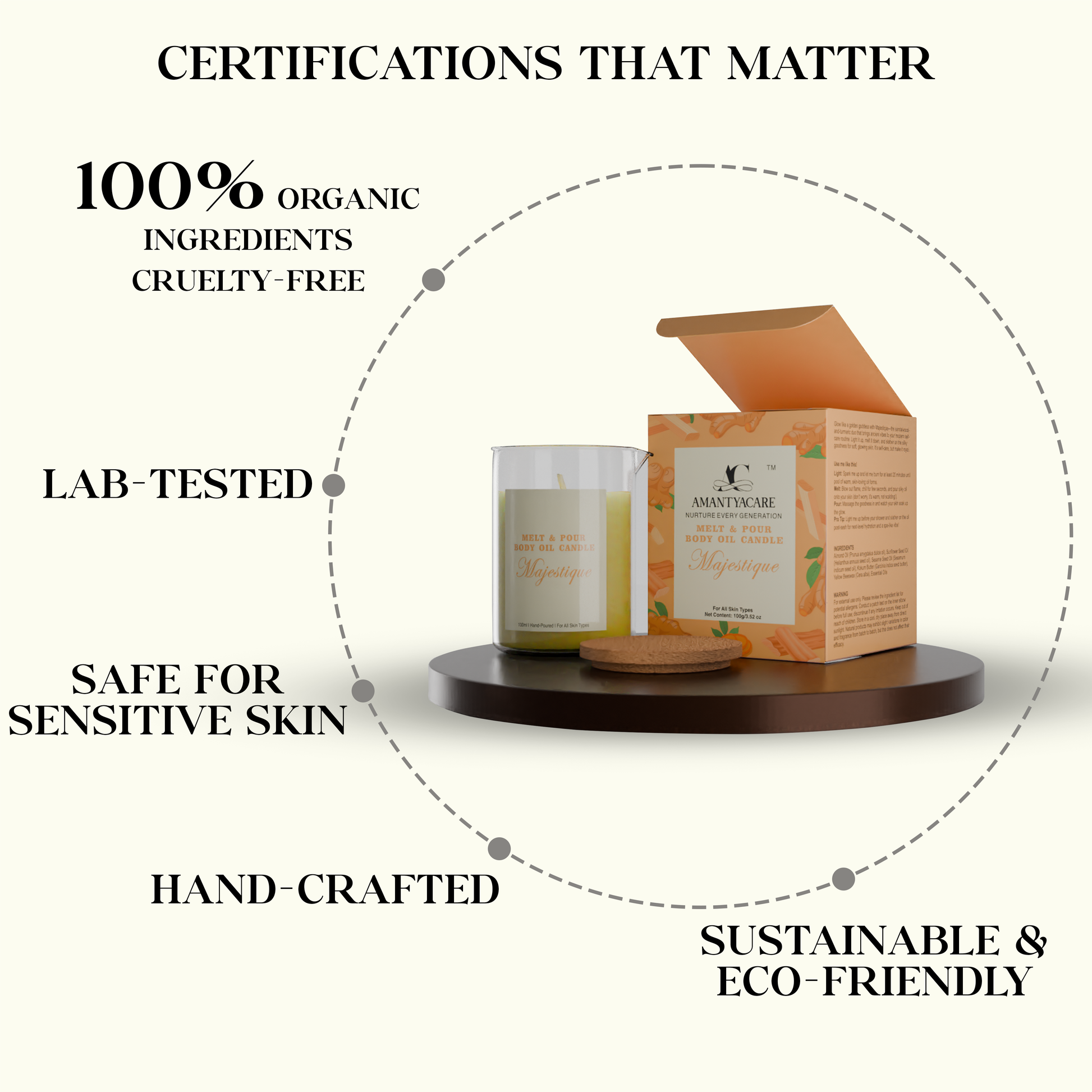 Melt & Pour Aromatherapy Body Oil Candle – Majestique (Sandalwood & Turmeric) by Amantya Care Amantya Care