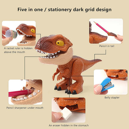 5-in-1 Dinosaur Shaped Stationery Gift Set for Kids | Fun School Supplies Combo