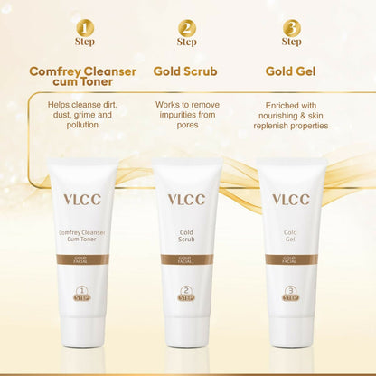 VLCC Gold Facial Kit. Bright & glowing skin - Parlour Glow (6 x 1.67 g)