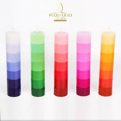 PROSPERRO LUMO by Parkash Candles 7 Storey Candle (Set of 5), Multi Colour - HalfPe