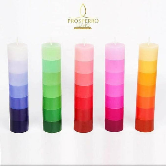 PROSPERRO LUMO by Parkash Candles 7 Storey Candle (Set of 5), Multi Colour - HalfPe