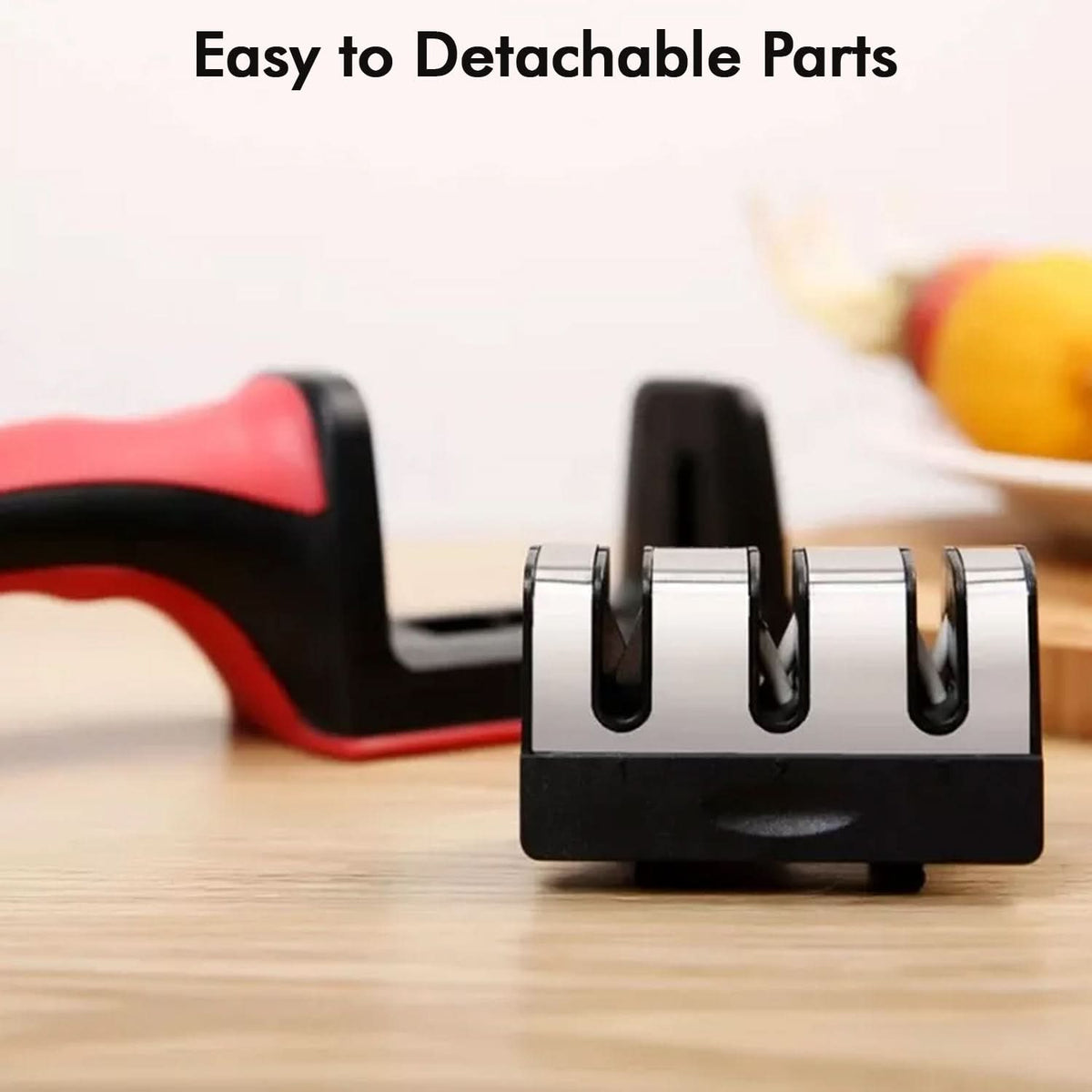 Manual Red Knife Sharpener 3 Stage Sharpening Tool For Ceramic Knife And Steel Knives. HP DD