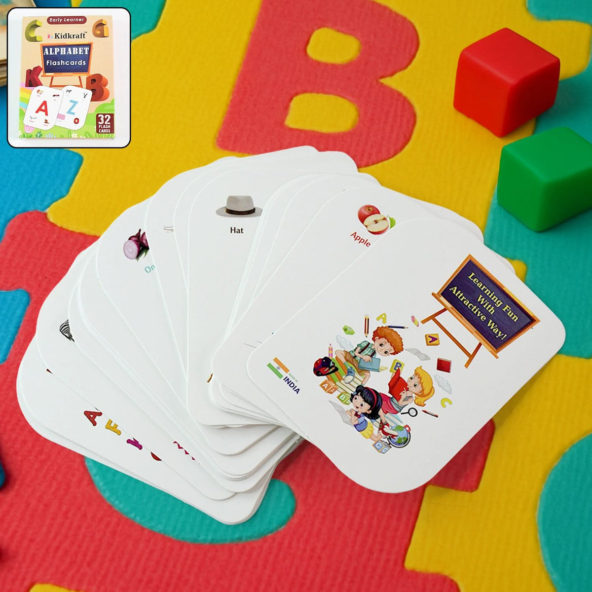 Kidkraft Early Learner 32-Piece Alphabet Flash Cards Set for Kids HP DD