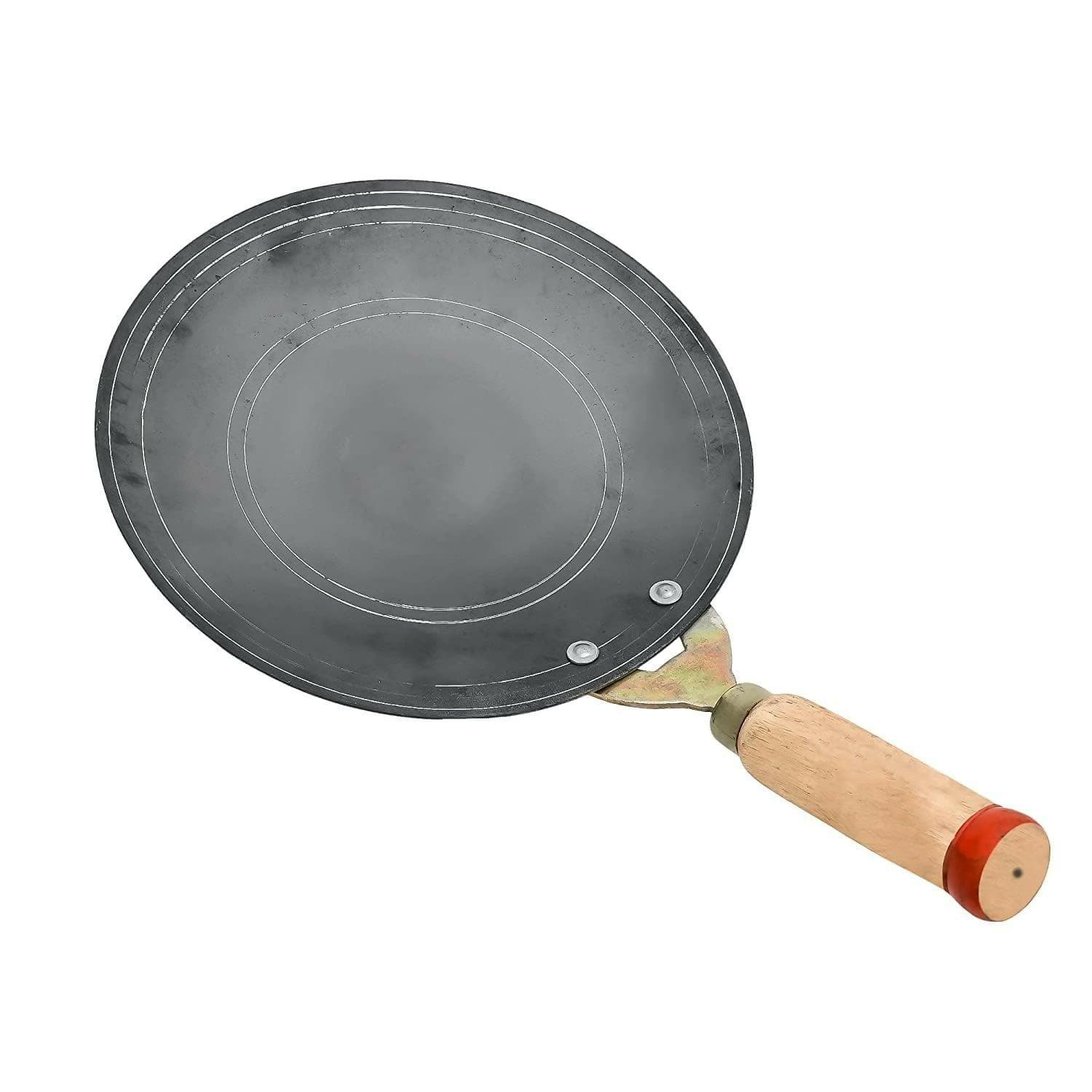 Concave Iron Tawa 3 mm With Wooden Handle (Multi Sizes) - HalfPe