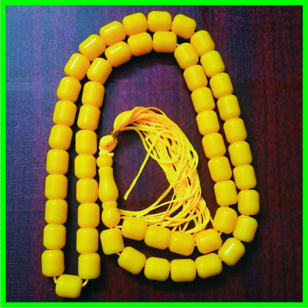 Yellow Kerwa Mala – Bright Traditional Beaded Necklace for Prayer, Meditation & Daily Wear