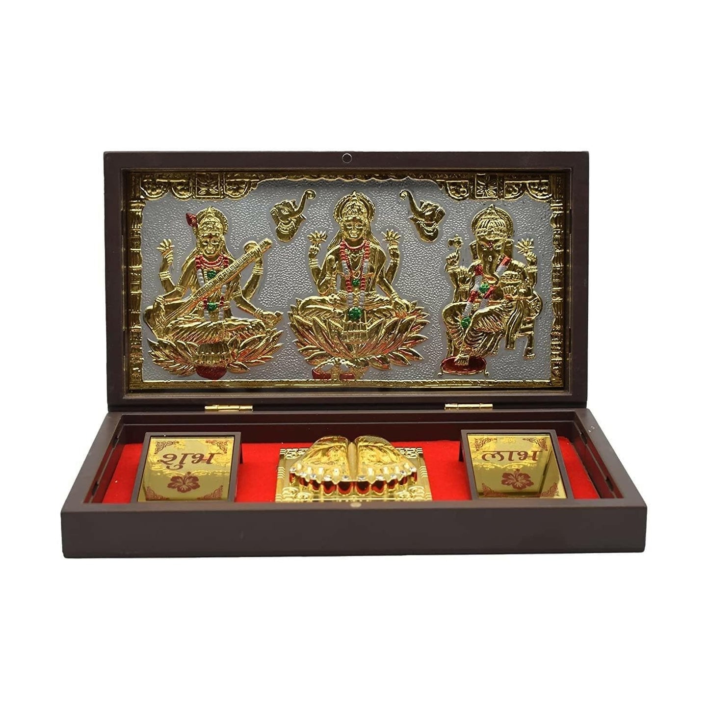 Ganesh Lakshmi Saraswathi Charan Paduka Pooja Box - HalfPe