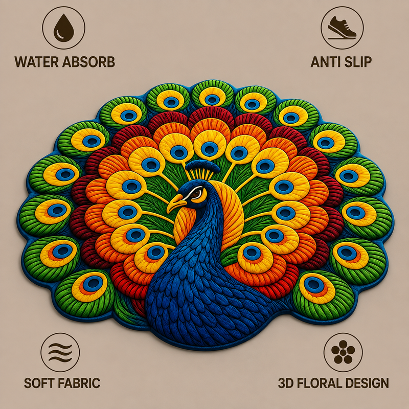 25X25 Inches Modern Decorative Door Mat | Water Absorbent Floor Mat for Living Room.