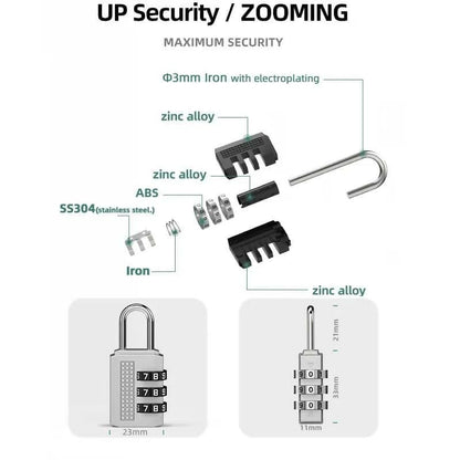 3 Dial Lock Combination Padlock