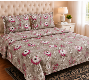 Dream Living Royal Floral Print Double Bedsheet Set – 220 × 240 cm