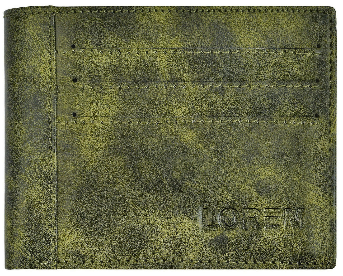 Green Out Side Card Slot Bi-Fold Faux Leather 6 ATM Slots Wallet For Men - HalfPe