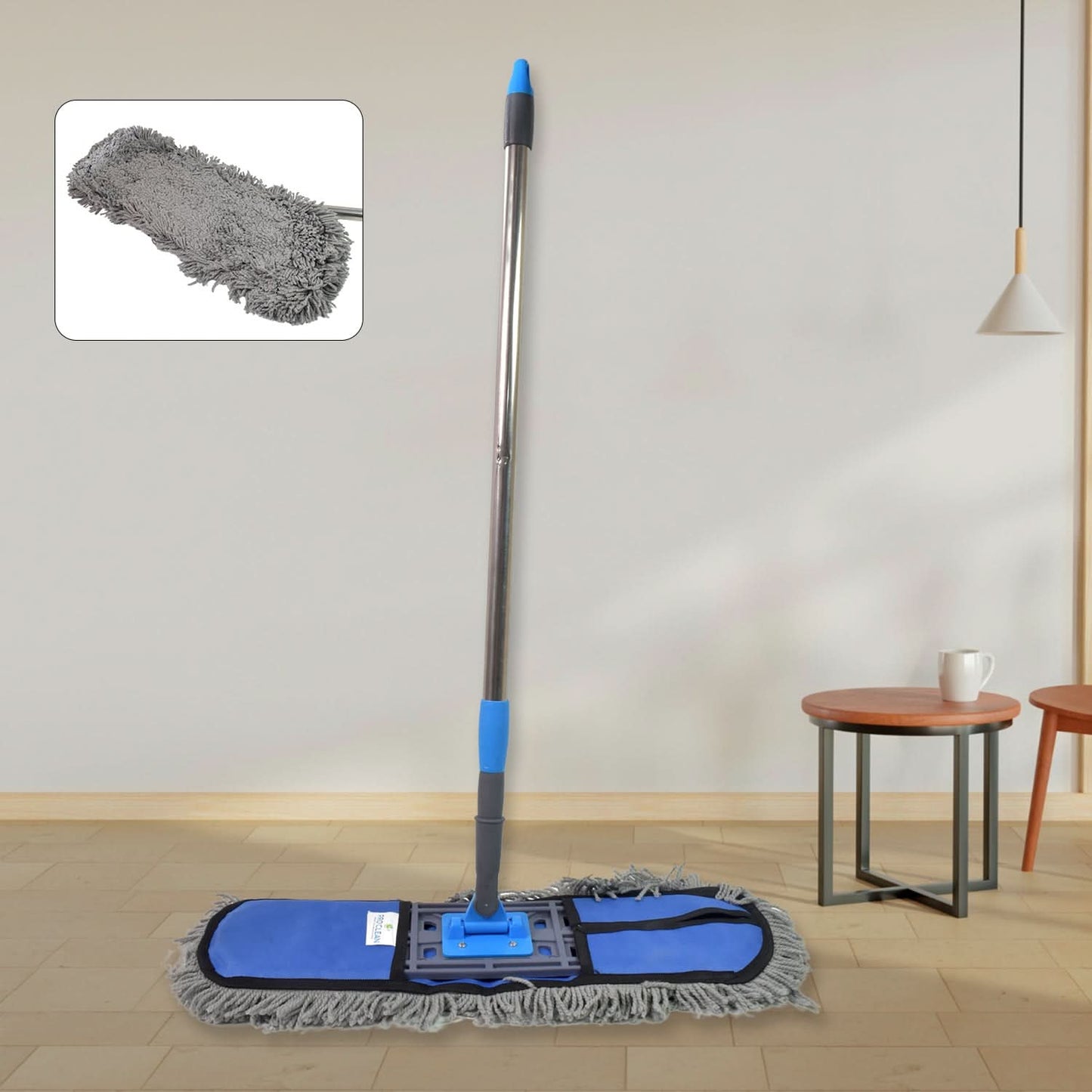 Wet & Dry Floor Mop with Cotton Pad – Long Aluminum Handle for Home Cleaning (1 Pc, Large)