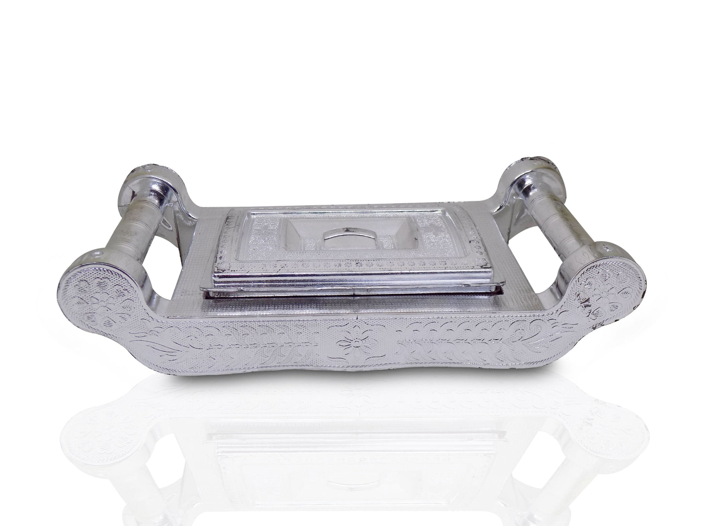 Multipurpose 4 Section Royal Design Silver Storage Box