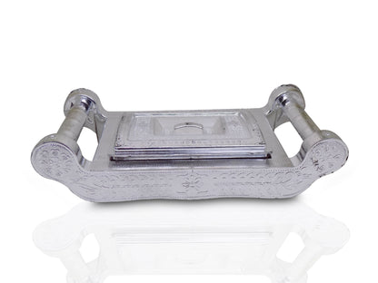Multipurpose 4 Section Royal Design Silver Storage Box