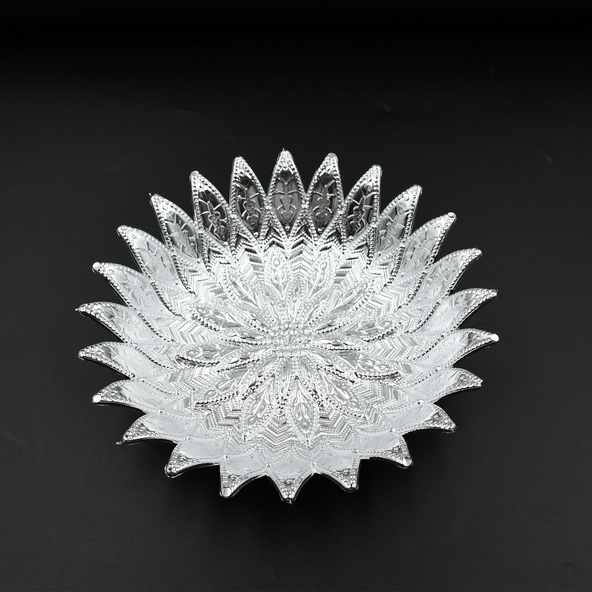 Traditional Design Serving Tray Plastic Silver Finish Serving Tray Multipurpose Tray Decorative Tray Mukhwas Serving Tray (1 Pc )