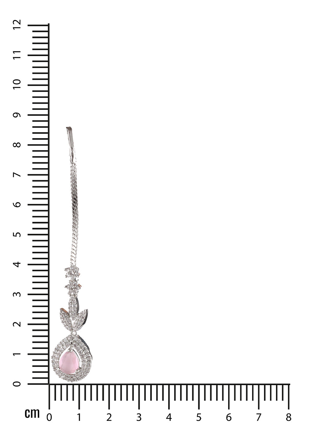 Jazz And Sizzle Silver Plated & Pink American Diamon Studded Teardrop Shaped MaangTika