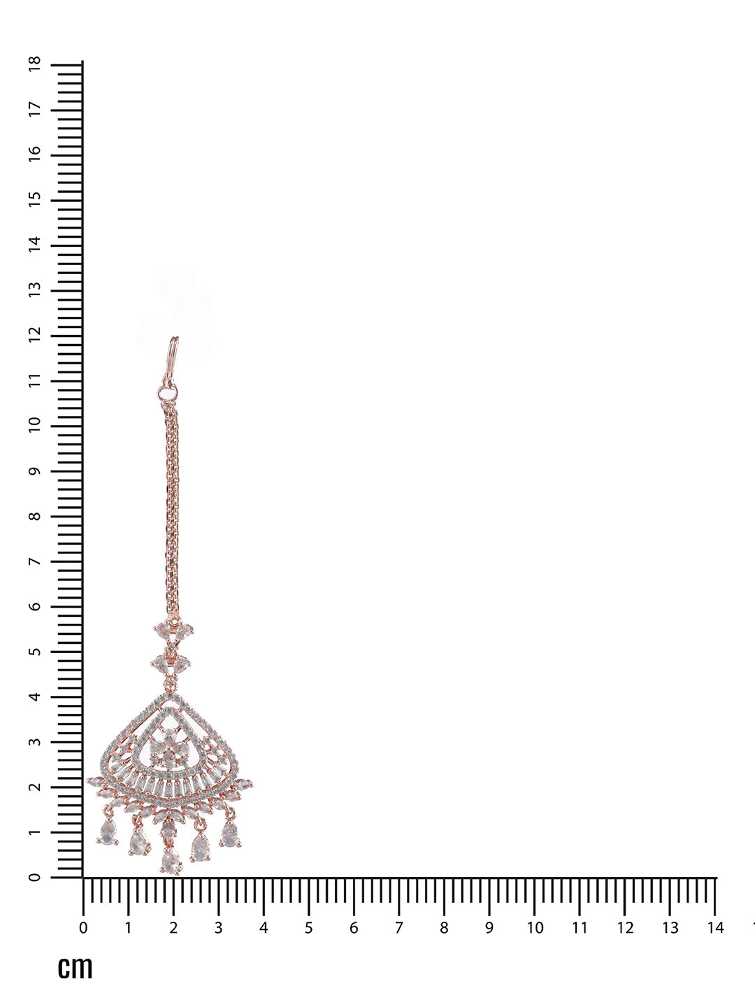 Rose Gold-Plated American Diamond-Studded Handcrafted Maang Tika