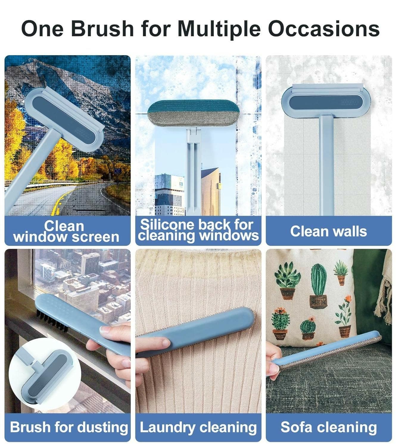 Window Screen Cleaner Brush Mini Squeegee 4-in-1 Multifunctional Cleaning Brush - HalfPe