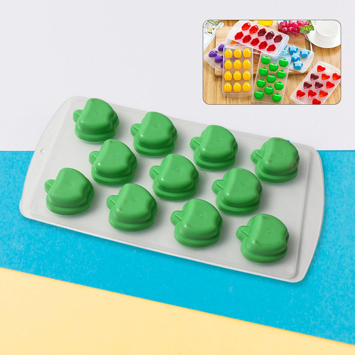 Silicone Mold Ice Cube Tray Creative Sweet Multi Type Ice Tray Buckets Ice Cube Trays Multi Fruit Shape Ice Tray (1 Pc) HP DD