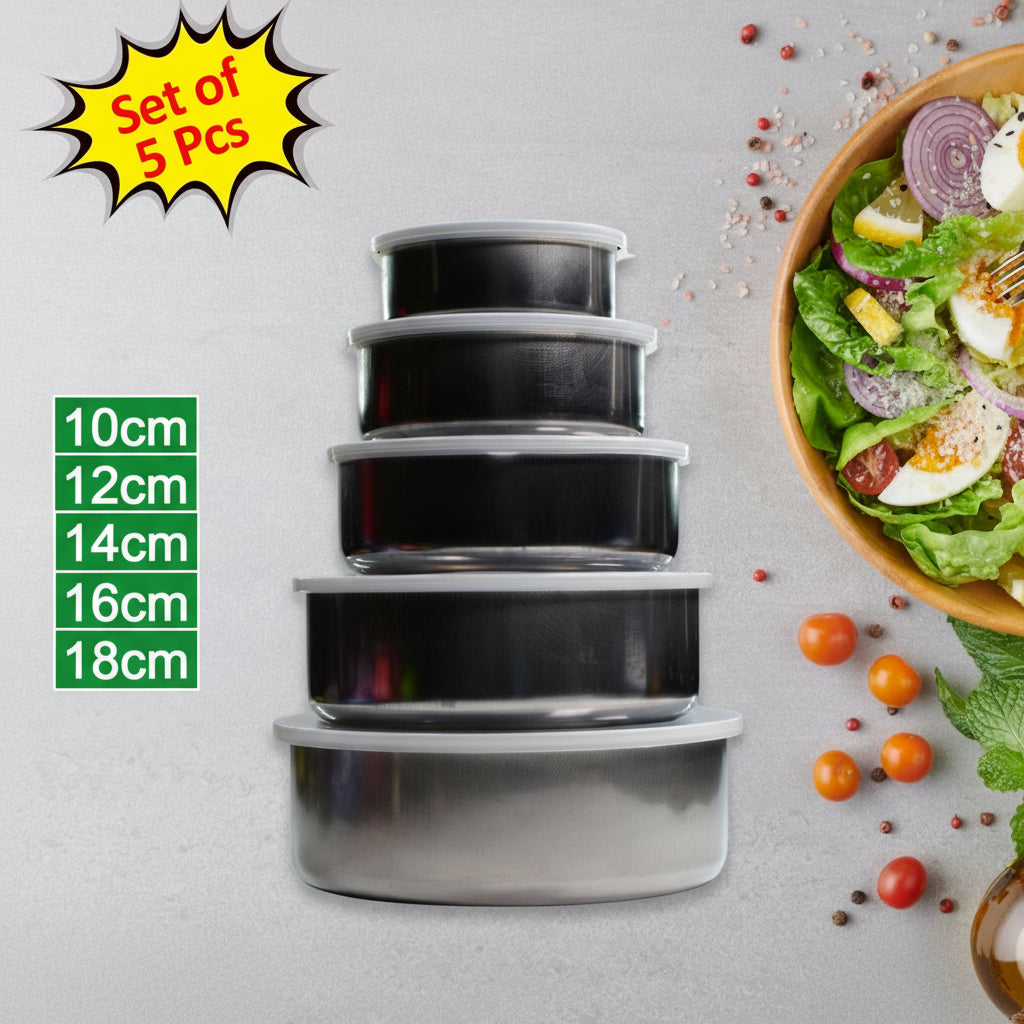 5 In 1 Stainless Steel Food Storage Airtight & Leak Proof Lunch Box