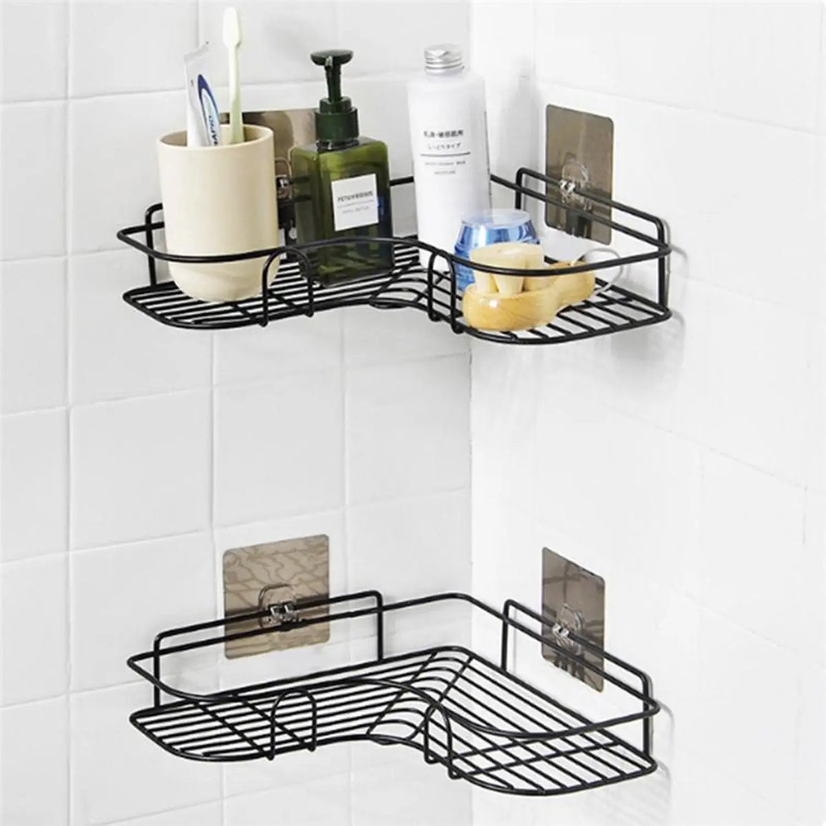 Self-adhesive Kitchen-bathroom Corner Shelf Organiser Storage Rack HP DD