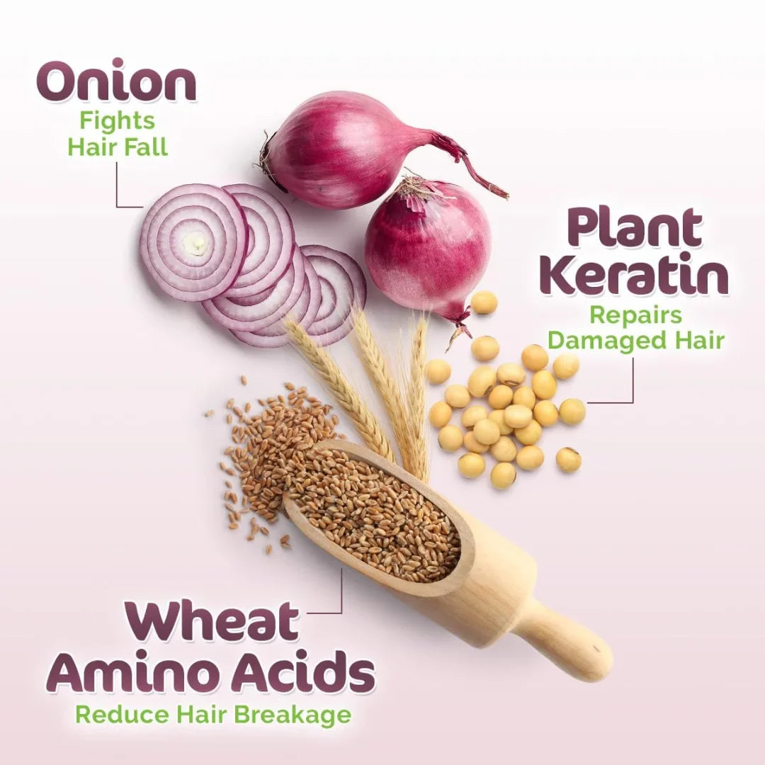 Mamaearth Onion Hair Fall Shampoo for Hair Growth & Hair Fall Control, with Onion Oil & Plant Keratin 250ml