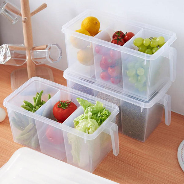 3-in-1 Airtight Refrigerator Organizer Box with Handle