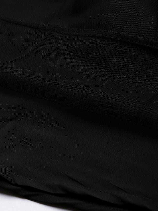 Bollywood Vogue Ready To Wear Black Tiered Gathers Embroidered Gown