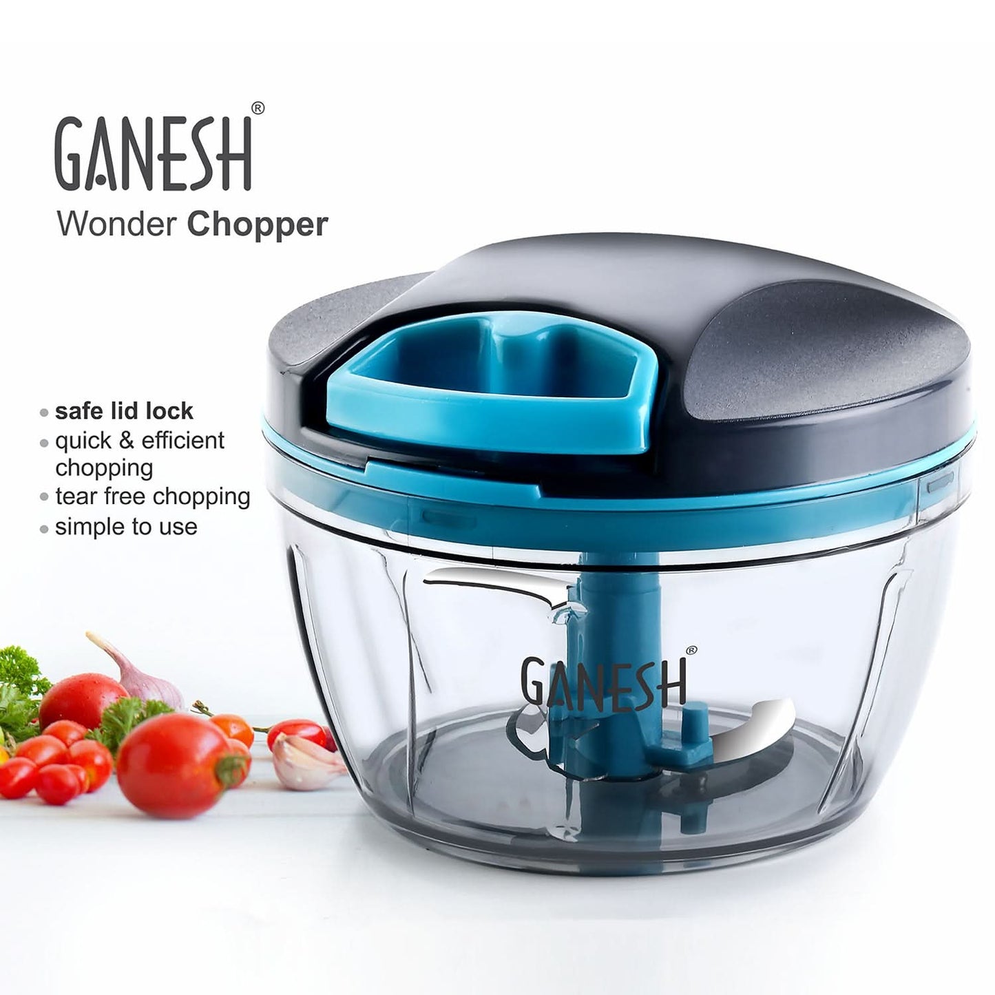 Ganesh Wonder Chopper – Compact & Efficient 470ml Grey Kitchen Chopper for Quick Food Prep