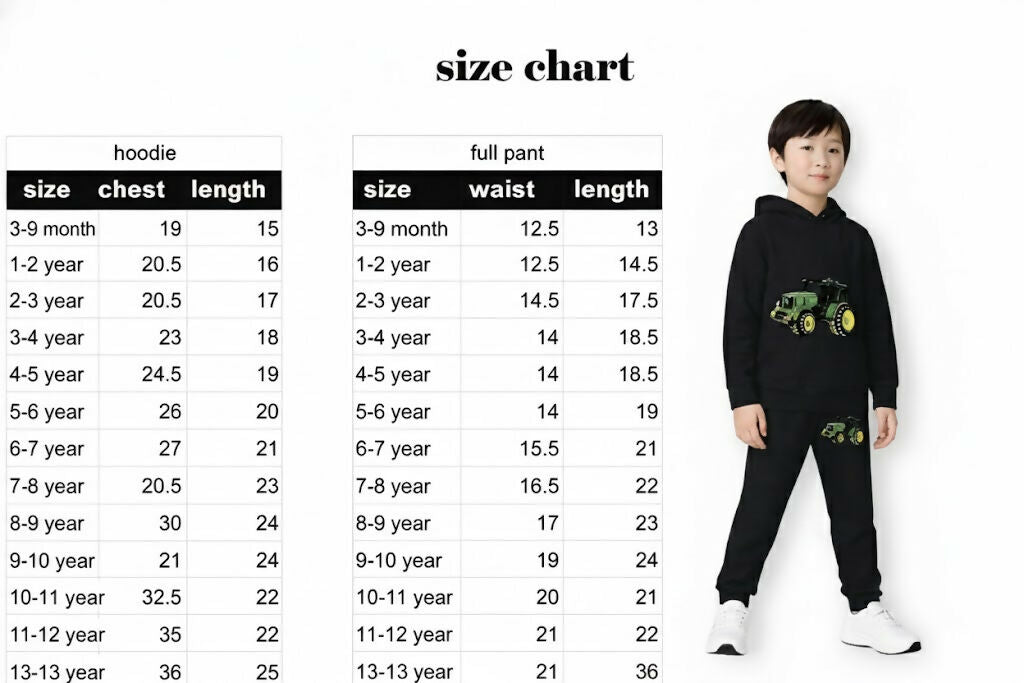 Kids Black Hoodie and Jogger Set with Cute Print Luck Fashion