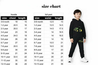 Kids Black Hoodie and Jogger Set with Cute Print Luck Fashion