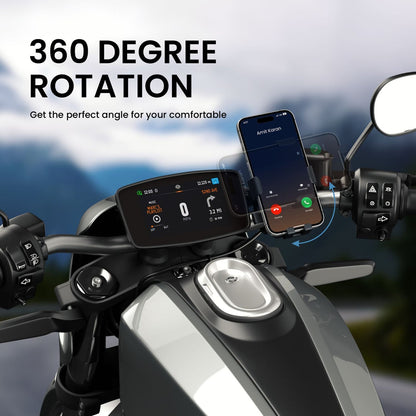 Portronics Mobike 4 Bike Phone Mount with 360° Rotational, Strong Hold for Bicycle, Motorcycle Compatible with 4.7 to 6.8 inch Devices(Black)