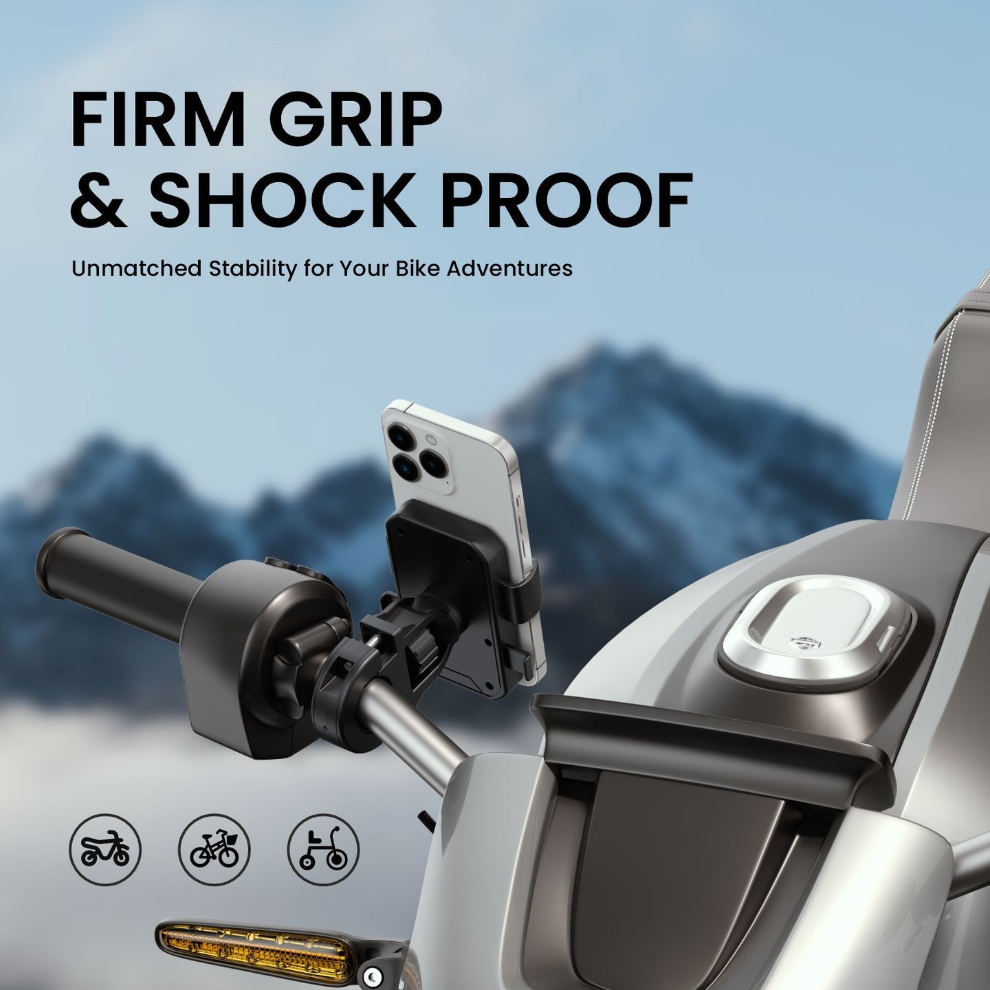 Portronics Mobike 4 Bike Phone Mount with 360° Rotational, Strong Hold for Bicycle, Motorcycle Compatible with 4.7 to 6.8 inch Devices(Black)