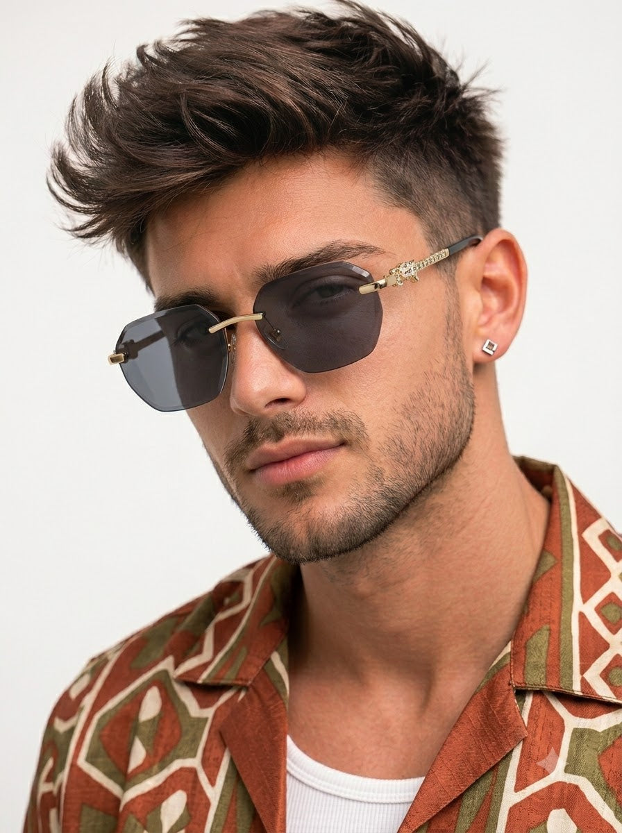 Essence Clarity Golden Rimless Sunglasses for Men and Women - Style 2527 - view 1