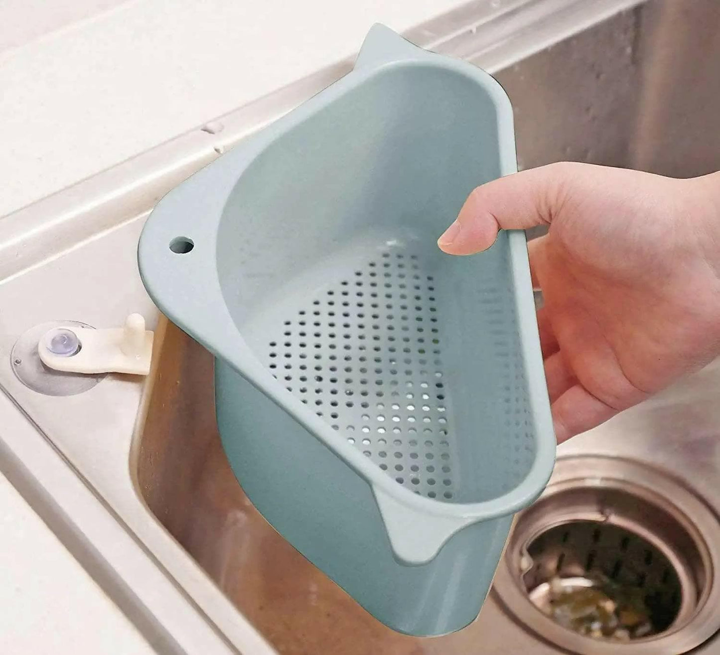 Sink Basket Strainer, Triangular Multifunctional Drain Shelf Kitchen Sink Strainer Holder - HalfPe