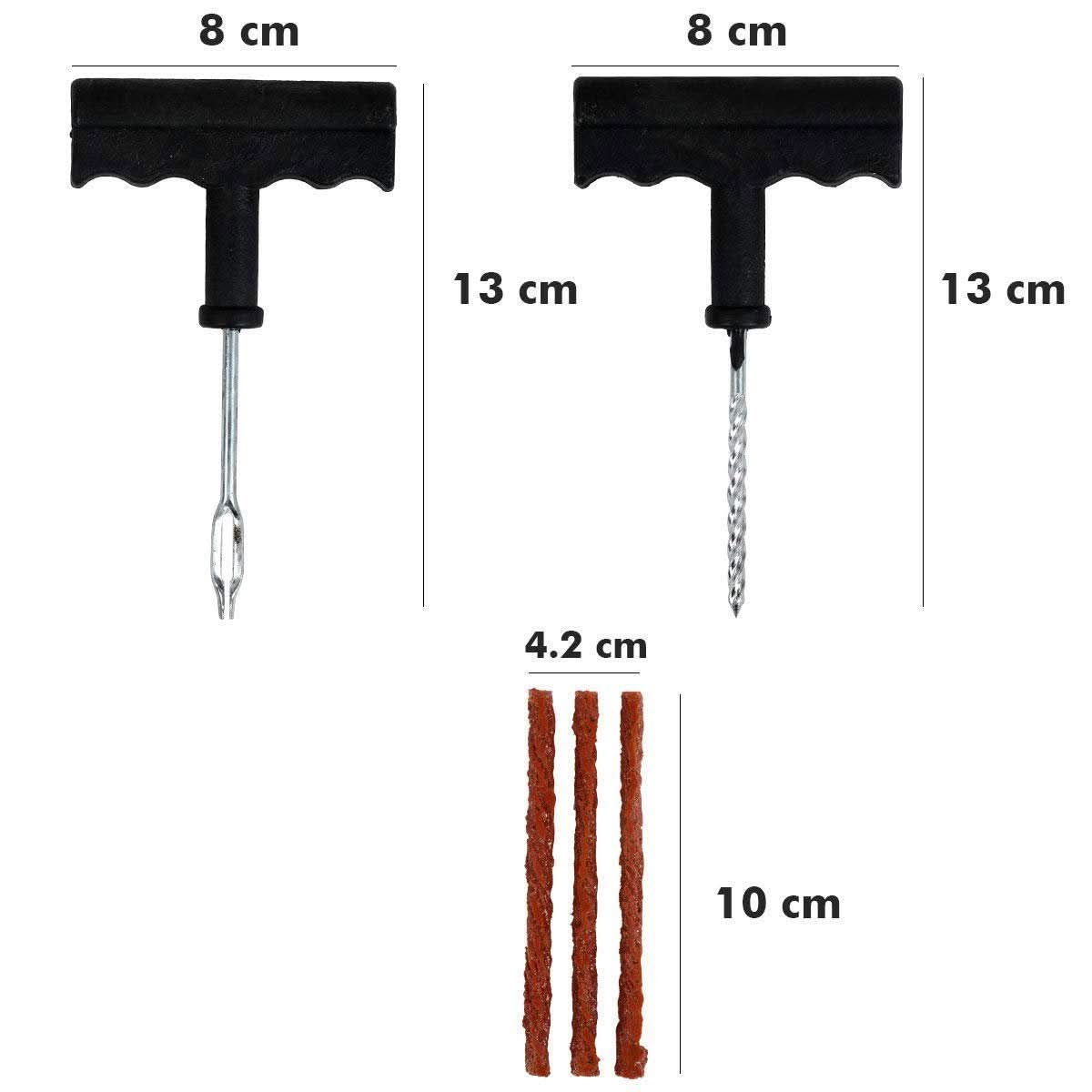 Puncture Repair Kit Tubeless Tyre Full Set With Nose Pliers Rubber Cement And Extra Strips For Cars Bikes HP DD