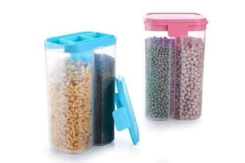 Plastic Storage 4 Sections Transparent Food Container with Lid (2000 ml) - HalfPe