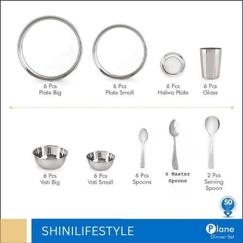 Shini lifestyle Stainless-steel Dinner Set (Pack of 51) - HalfPe