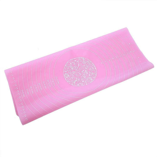 Silicone Pastry Mat Rolling Pin Mat with Measurements Non Stick Baking, Fondant, Dough rolling mat Counter Mat 50*40cm (Pink) - HalfPe