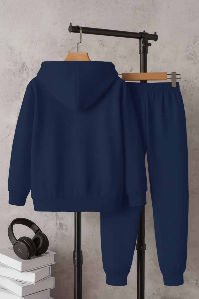 Kids Hooded Sweatshirt & Jogger Set – Monster Truck Graphic Printed Winter Wear (Blue) Luck Fashion