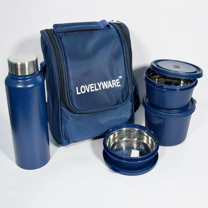 Corporate 4 Lunch Box Container With Bottle 750ml With Bag (600ml, 400ml, 300ml, 150ml ) - HalfPe