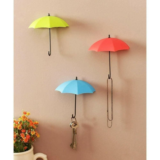 3 Piece Colorful Umbrella Wall Hook Decorative Organizer (Multicolour) - HalfPe