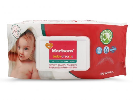 Morisons Baby Dreams Soft Baby Wipes Moisturises and Protects Skin (80 Wipes) HP Xpress