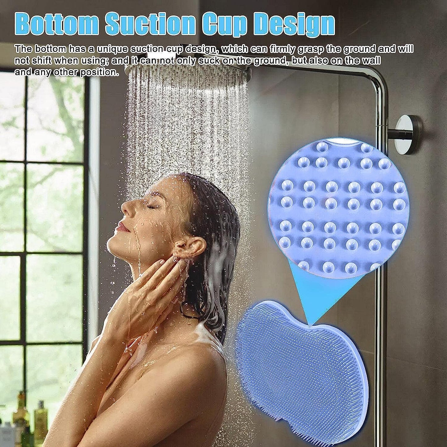 Silicone Bath Massage Cushion With Suction Cup Shower Foot Scubber Brush Foot Bath Mat Scrubber Anti-slip Exfoliating Dead Skin Massage Pad Lazy Wash Feet Bathroom Mat